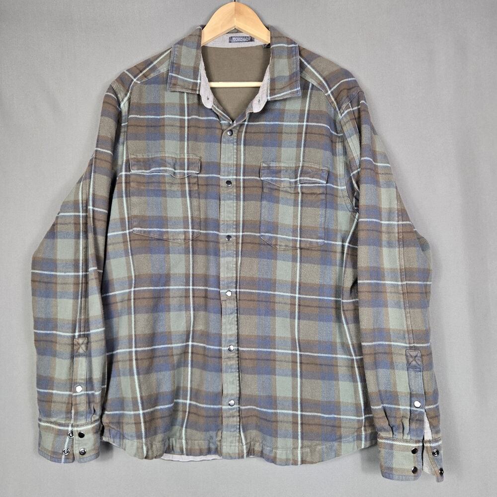 Toad And Co Mojac Overshirt Plaid Organic Cotton Flannel Shacket Outdoors Mens L